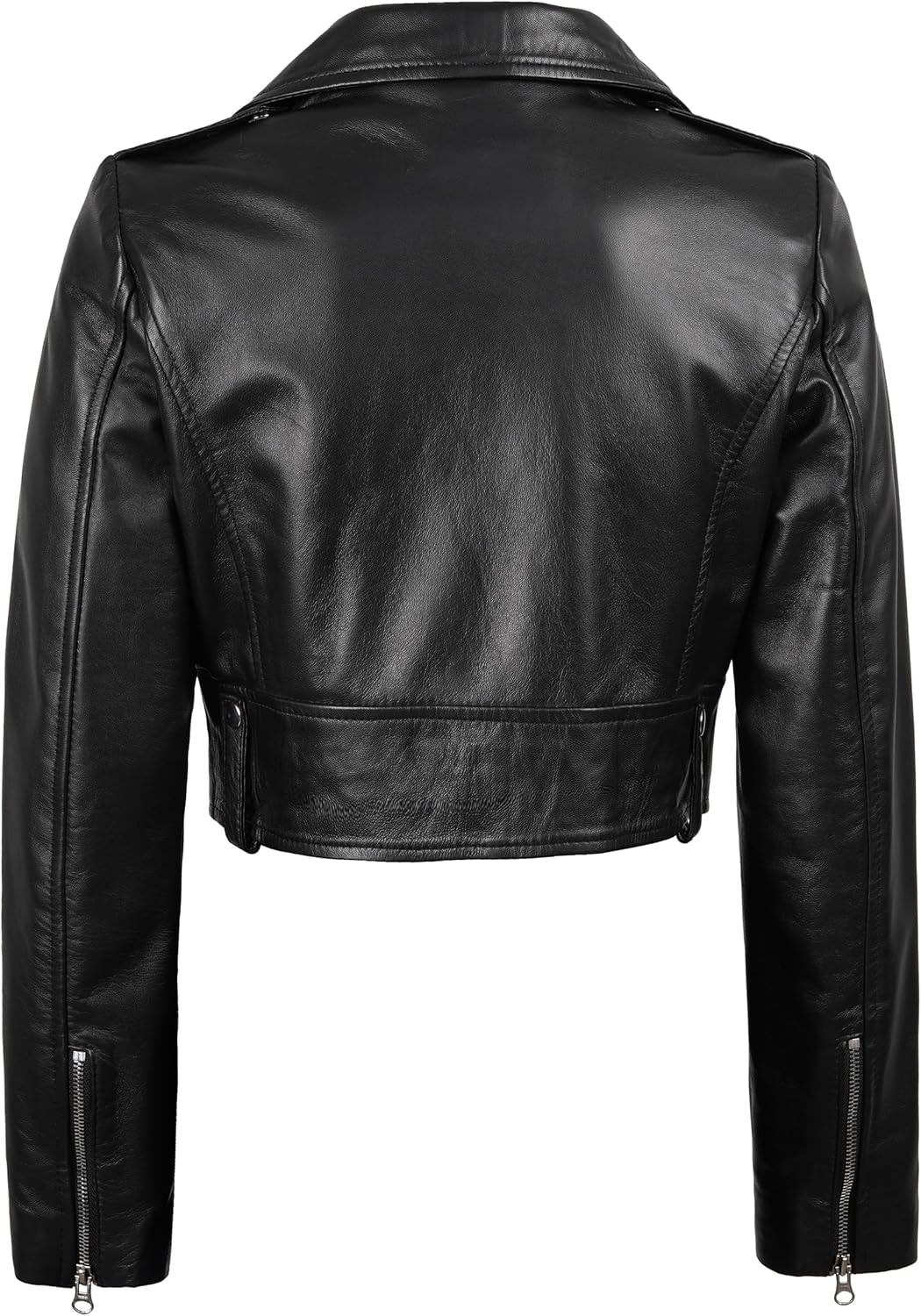Decrum Cropped Leather Jacket Women – Trendy Short Real Lambskin Womens Leather Jacket - Image 4