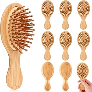 10 Pack Mini Bamboo Hair Brush Bulk Wooden Travel Small Hairbrush Massag...
