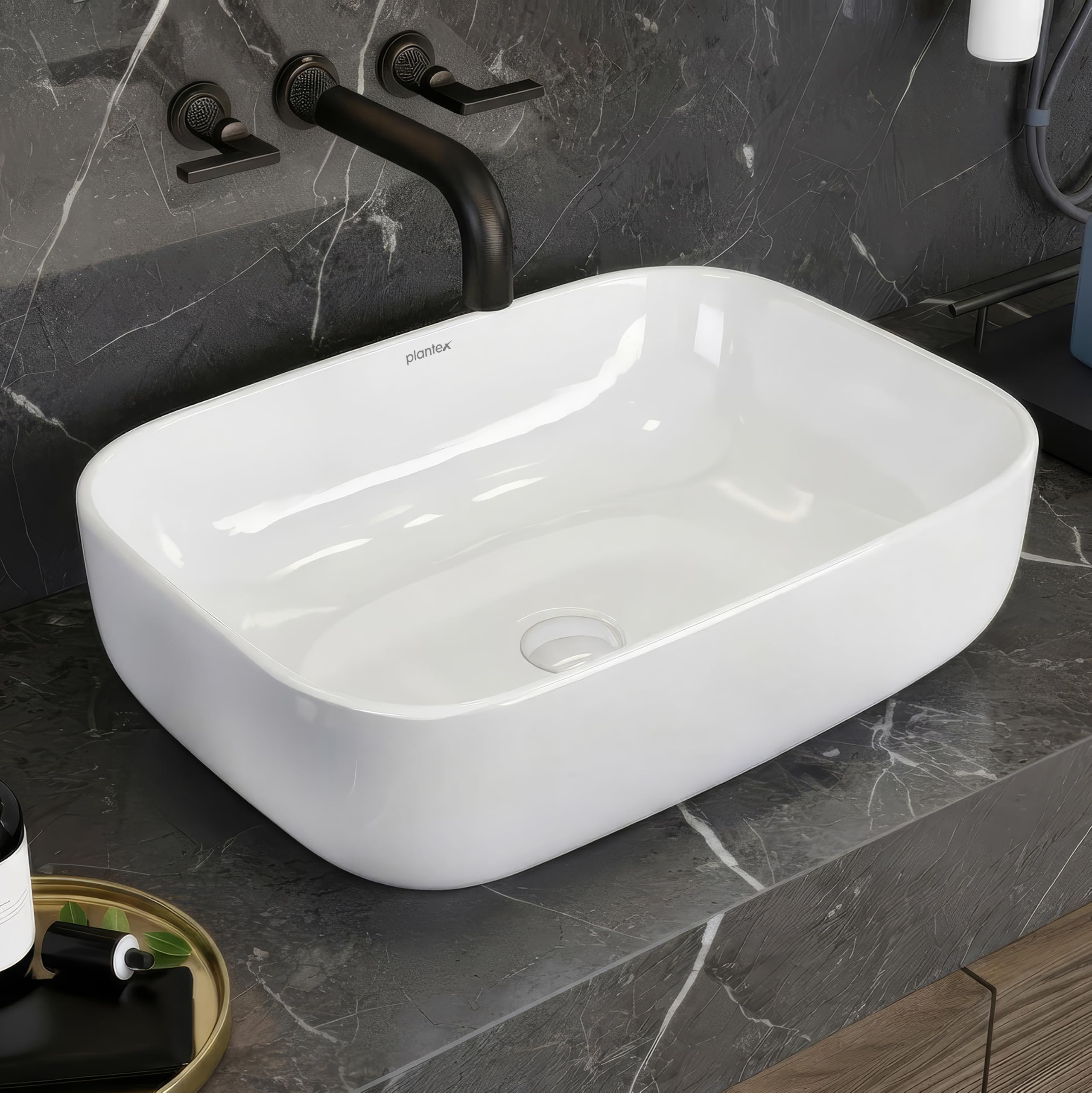 Plantex Platinum Ceramic Table Top Wash Basin with 10 Years Glaze Warranty/Countertop Basin for Bathroom/Small Washbasin (White - 18 x 13 x 5 Inch)