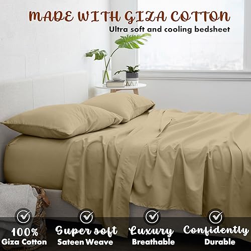 Miniatura 2 de My Egyptian Giza - Sábanas de algodón Giza tamaño King, bolsillo extra profundo de 16 pulgadas para colchón grueso de ensueño, 100% algodón de fibra