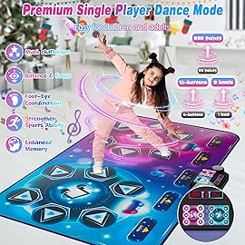 maysida Dance Mat Toy Gift for Kids ages 3-12, Dancing Music Playmat with 12 Key, Large Size (59*38 in), Double User Challenge Game Christmas Birthday Gift for Girls Boys 5 6 7 8 9 10 11 12 Year Old