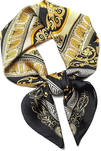 Stlvoll 27.5" Silk Neck Scarf of Womens Fashion Head Scarf Square Neck Satin Scarfs for Bag Hair Scarves Gift