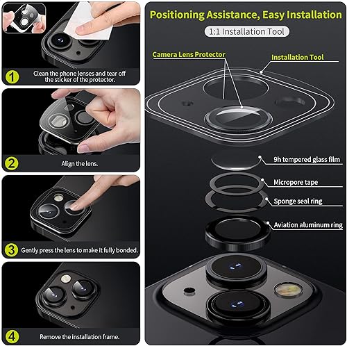 Miniatura 6 de WSKEN Protector de lente de cámara para iPhone 14 Plus (6.7 pulgadas)  iPhone 14 (6.1 pulgadas), modo de disparo nocturno, protector de pantalla de