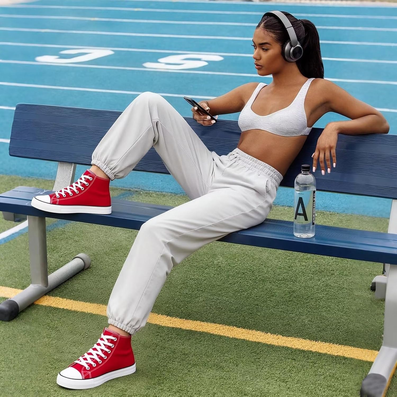 Women High Top Lace Up Casual Canvas Sneakers, Comfortable Lightweight Classic Fash... - Image 3