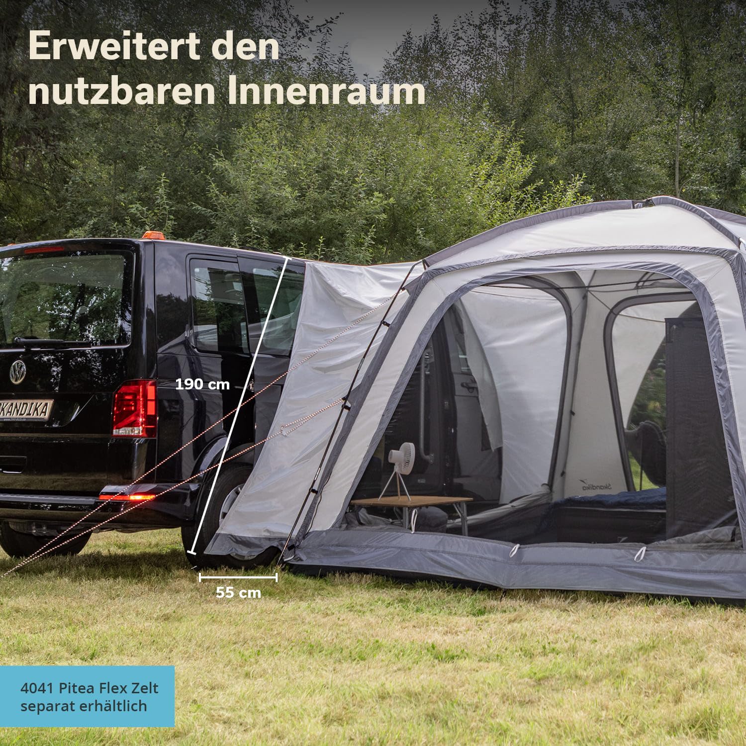Skandika Van-Schleuse für Kuppelzelt Pitea 4 Flex Protect | Autozelt Schleuse für Van mit Schiebetür, Autovorzelt Minivan, Wassersäule 5000 mm, UPF 50+, Tragetasche | Vorzelt, Zelt, Camping, Outdoor