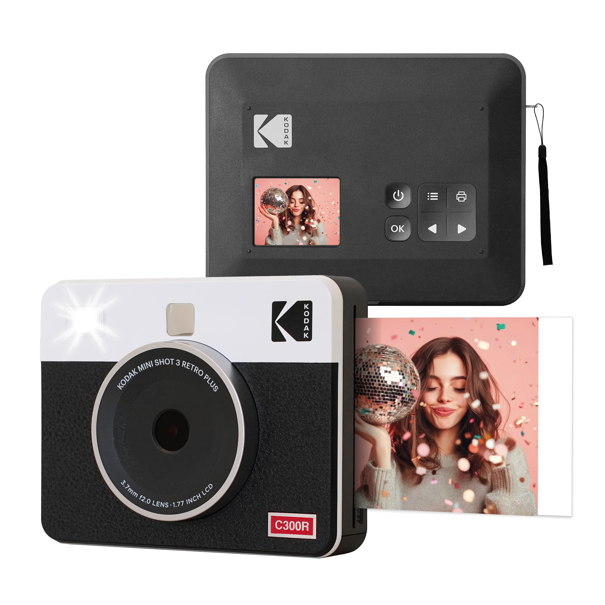 Mini Shot 3 Retro - Portable Instant Camera and Photo Printer – 2-in-1 Printer Compatible with iOS & Android – Bluetooth Connection - (7.6 x 7.6 cm) - White