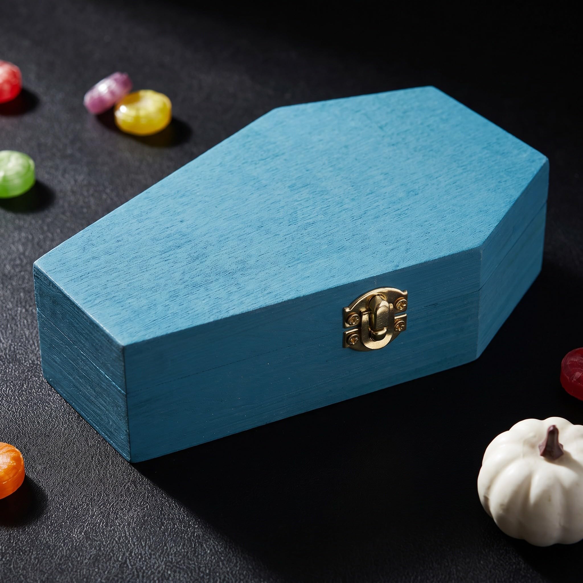 POPETPOP 2 joyeros de madera con forma de ataúd, contenedor de dulces de