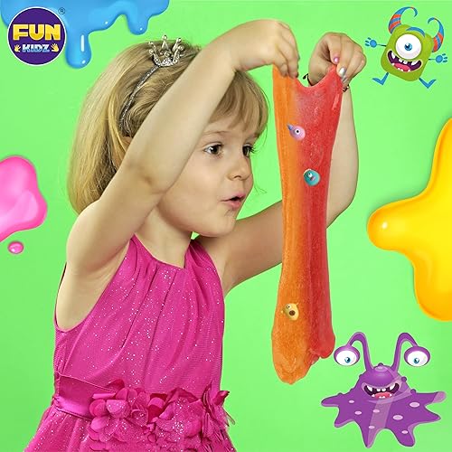 Miniatura 9 de FunKidz - Kit de slime de monstruo de juguete para niñas de 6 a 12 años, juego de fabricación de limo que brilla en la oscuridad para niños, hace