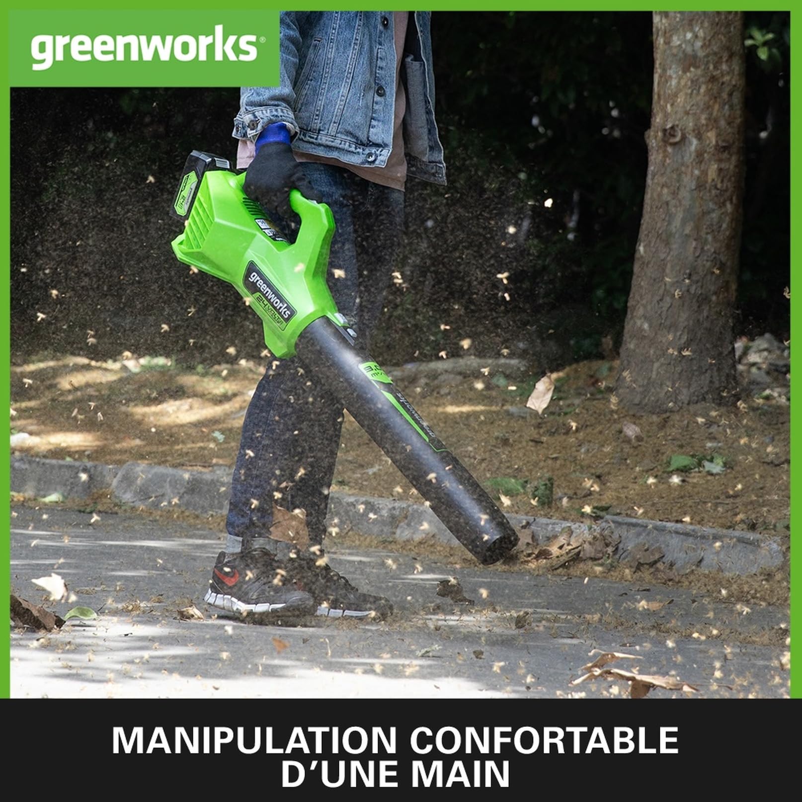 Greenworks G24ABII Souffleur à Batterie Axial de Feuilles Mortes Sans Fil, 145 km/h, 9,08 m³/min SANS Batterie 24V Ni Chargeur, Garantie 3 Ans