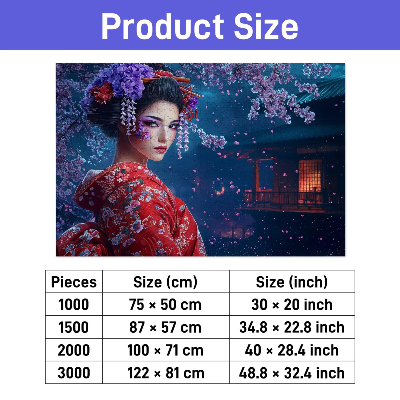 Puzzle dla dorosłych, 2000 elementów, Japonia, 2000 elementów, z pudełkiem na prezent, drewniane puzzle dla dorosłych z naturalnym drewnem, prezenty dla kobiet, mężczyzn, duże, drewniane puzzle
