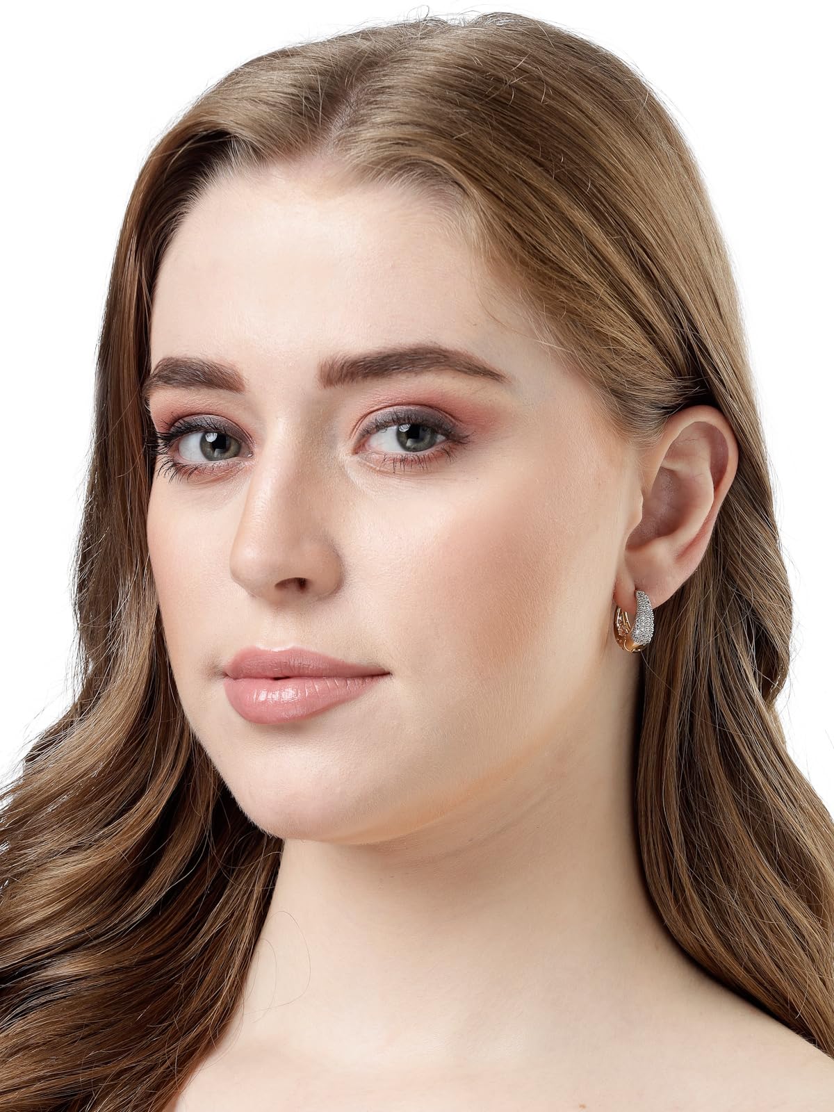 Plated American Diamond Bali/Hoop Earring for Fashion