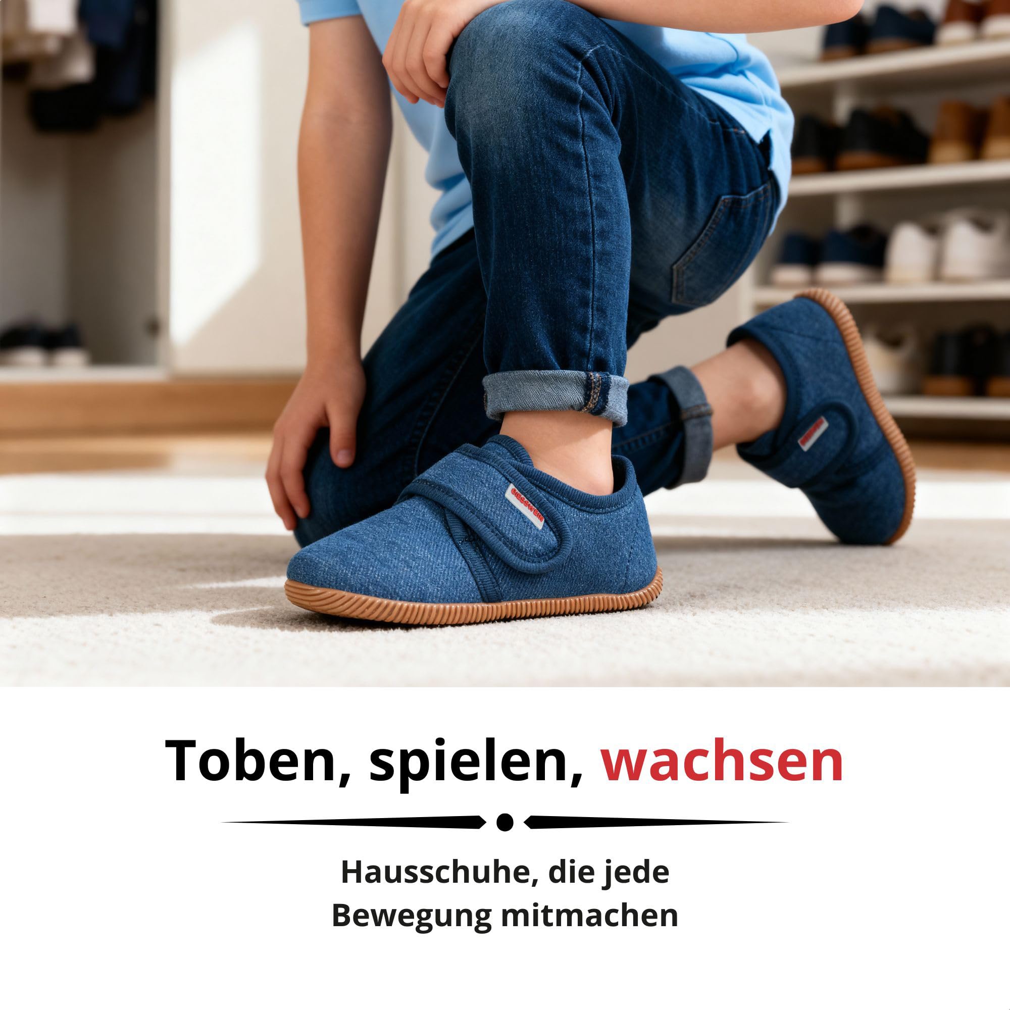 Giesswein Kinder Hausschuhe Senscheid - Slim-Fit Pantoffel, Kindergarten Schlappen, Rutschfeste Krabbel Schuhe