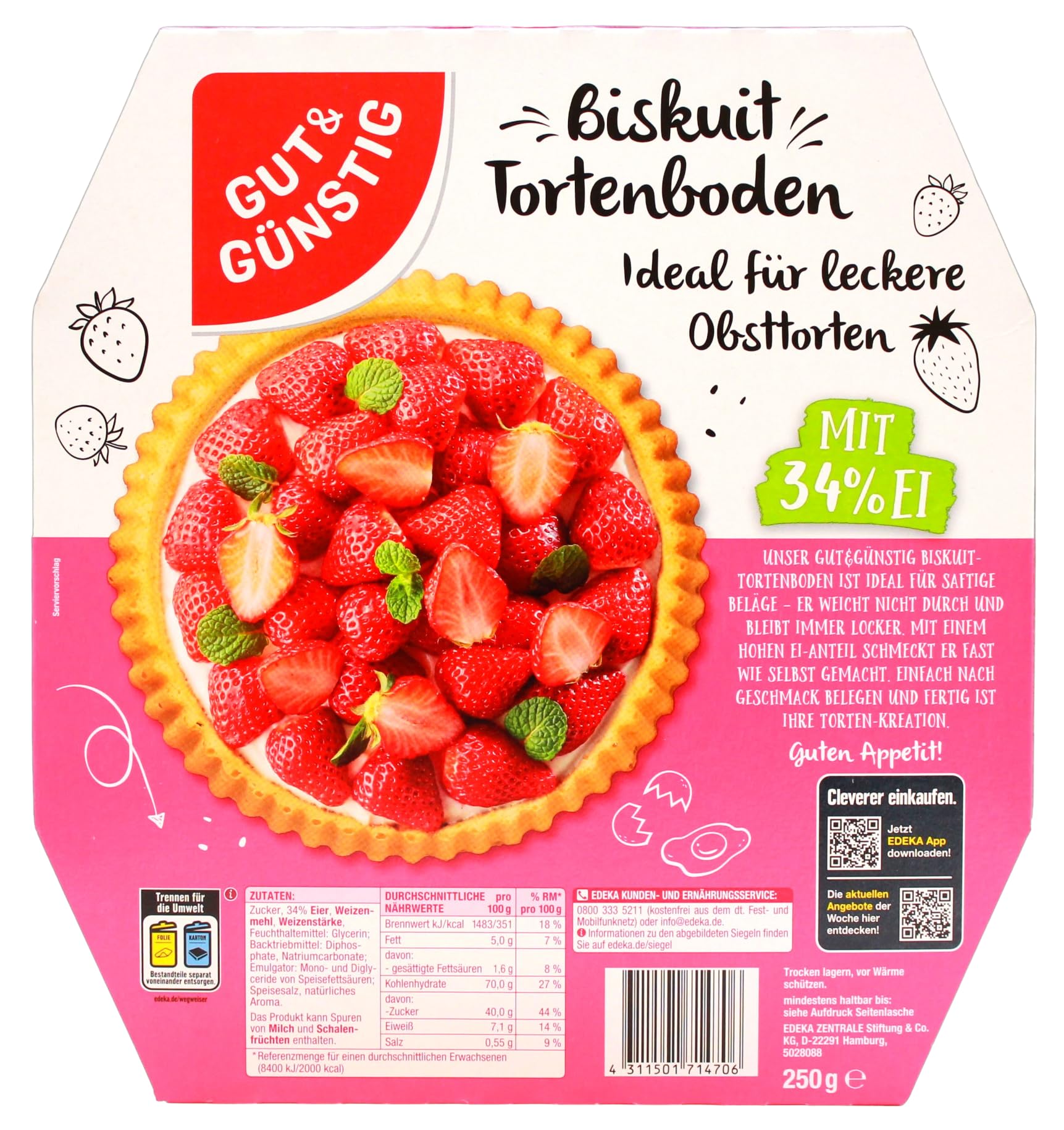 Gut & Günstig Biskuit Tortenboden, 9er Pack (9 x 250g)