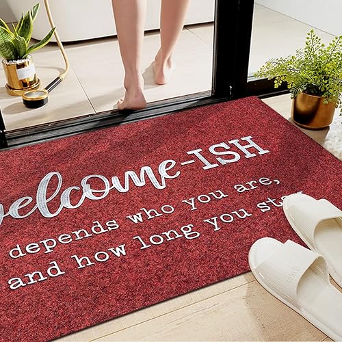 Miniatura 5 de Tapete de bienvenida grande de perfil bajo para puerta delantera, tapete de goma antideslizante, absorbente, resistente a la suciedad, para entrada,