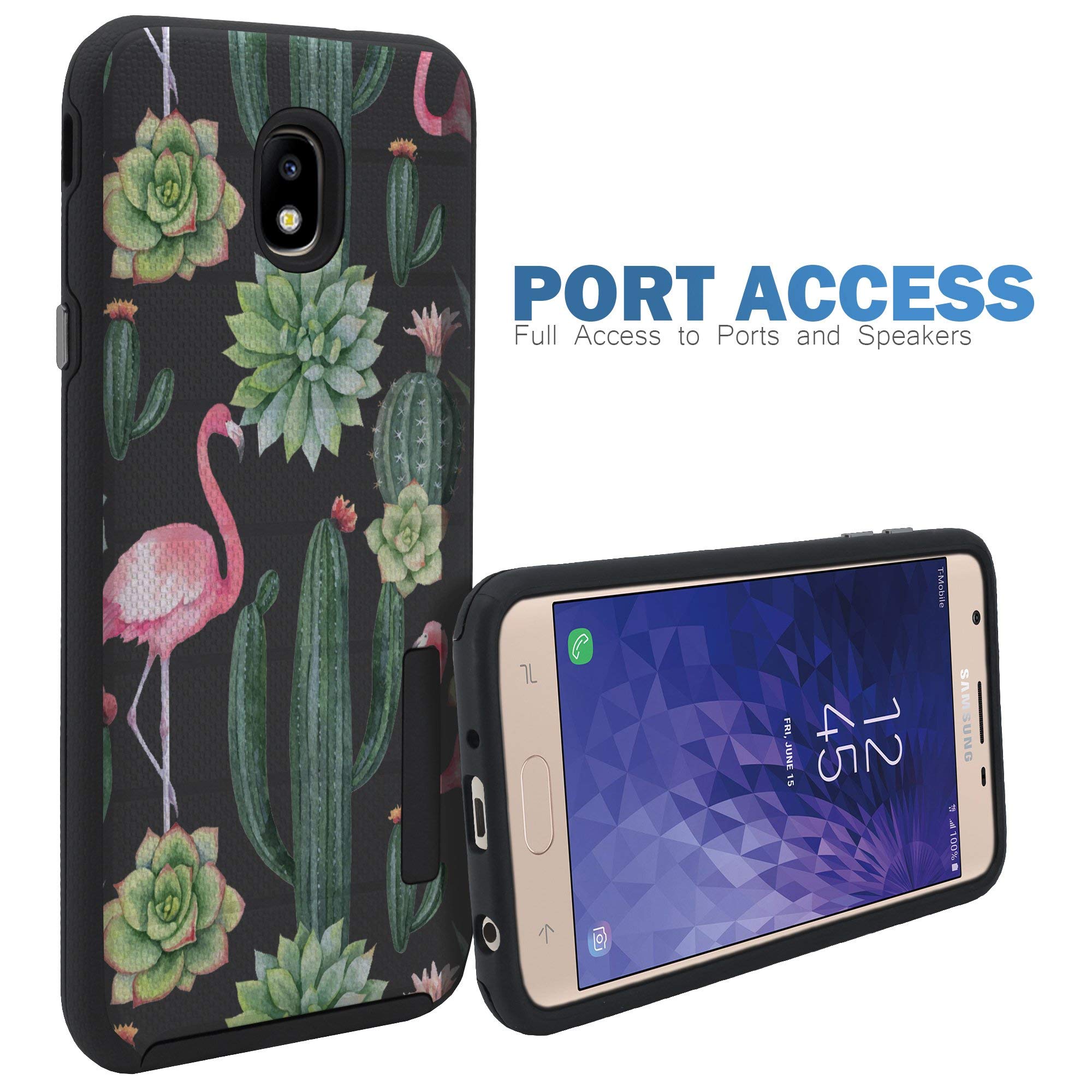 Custodia Sottile Flessibile Per Samsung Galaxy J7 2018 (SM-J737) - Design Floreale Con Cactus, Antiurto In TPU Trasparente - Protezione Per Ragazze - 4