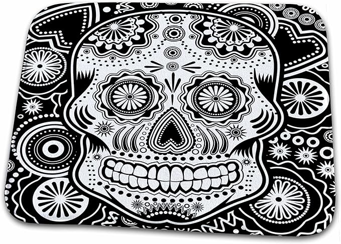 3dRose Ancello Sugar Skull - Geometric Sugar Skull - Bathroom Bath Rug Mats (rug-201651-1)