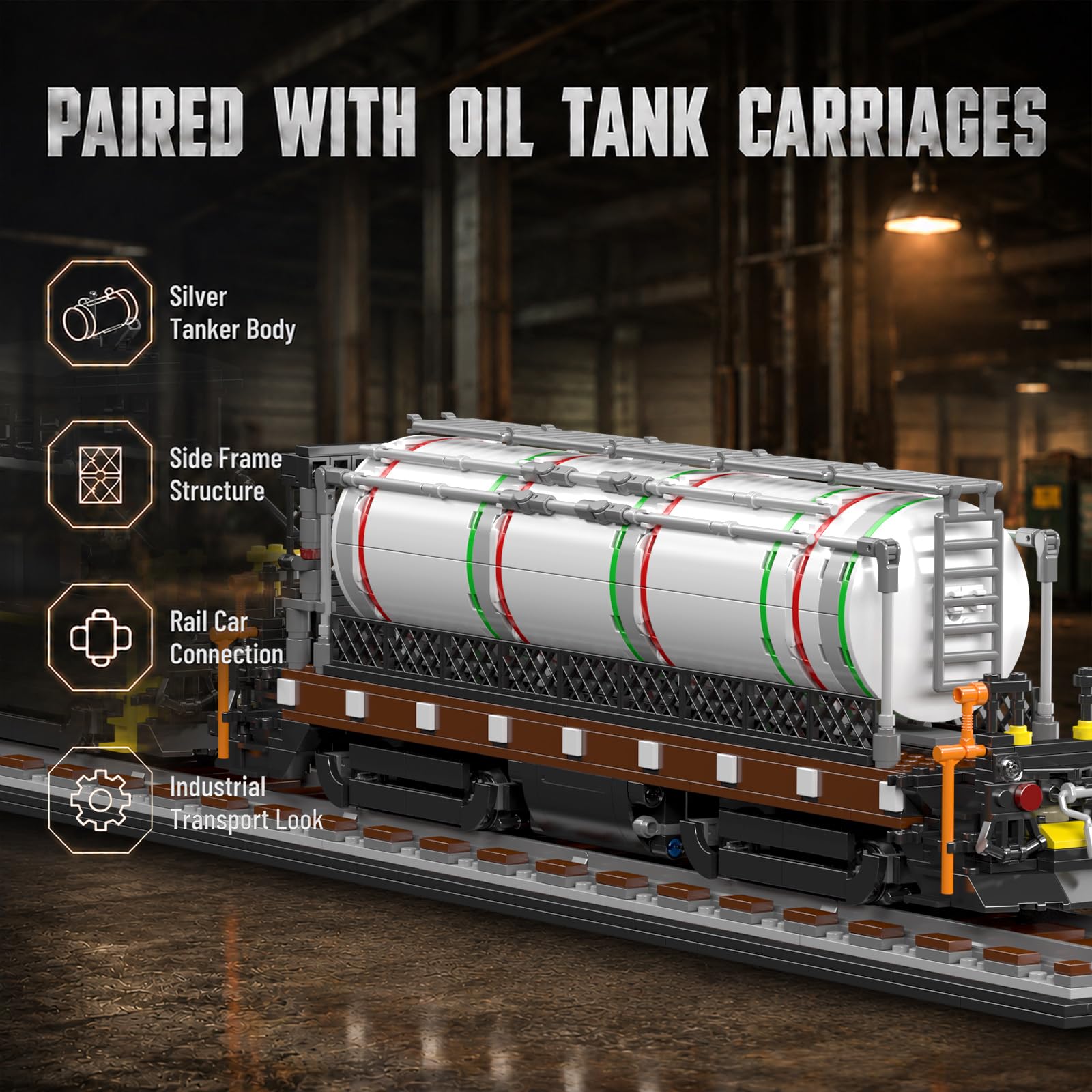 Mould King 12052 SW1200 Diesellokomotive Klemmbausteine Bausatz Kit | 2283+ Teile Klassisches Diesel-Zugmodell mit Öltankwagen, Schienen, Geschenk für Erwachsene Sammlung Enthusiasten