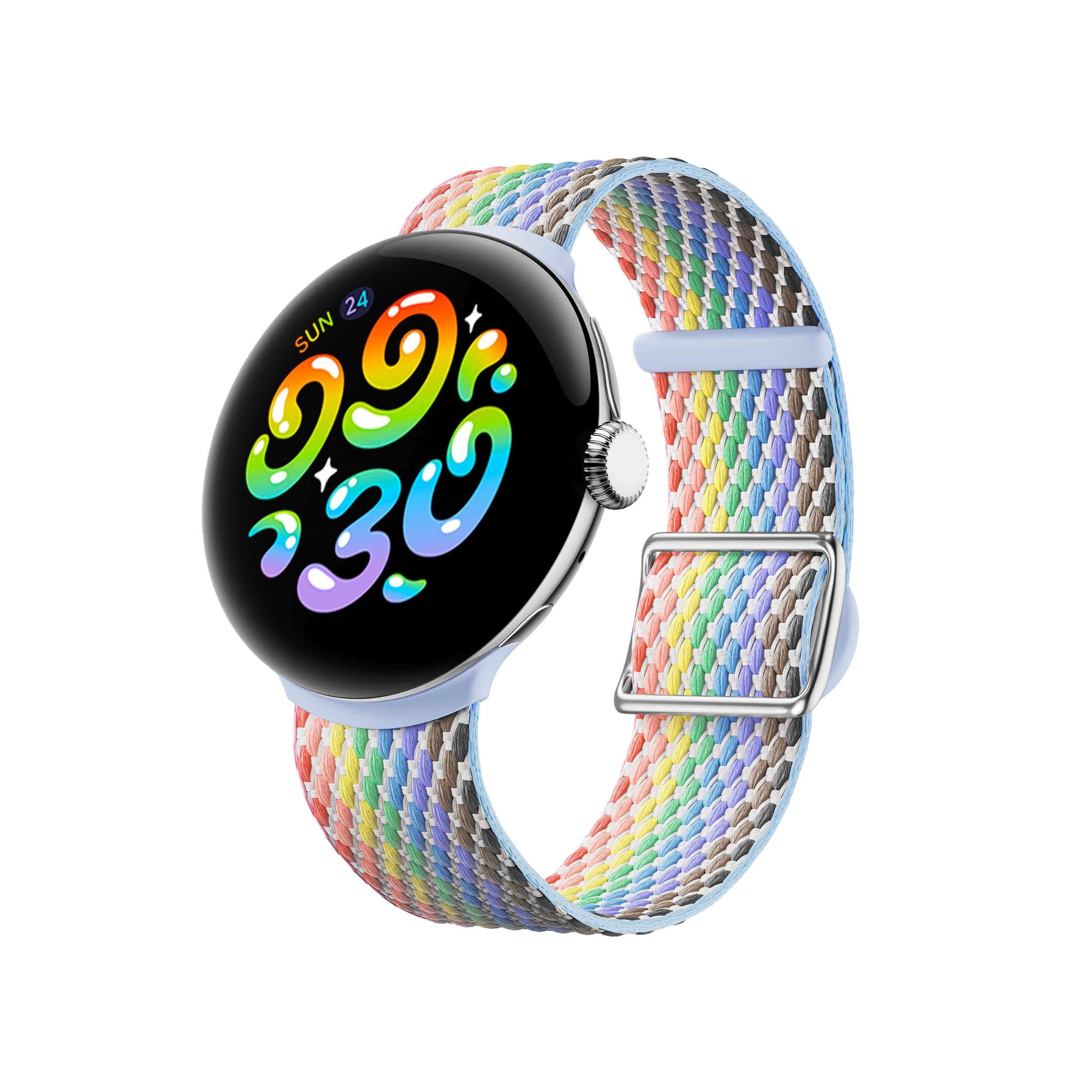 Google Tkany pasek do zegarka Pixel Watch – kompatybilny z zegarkiem Pixel Watch i 2, 3 i 4 41 mm, tęczowa duma