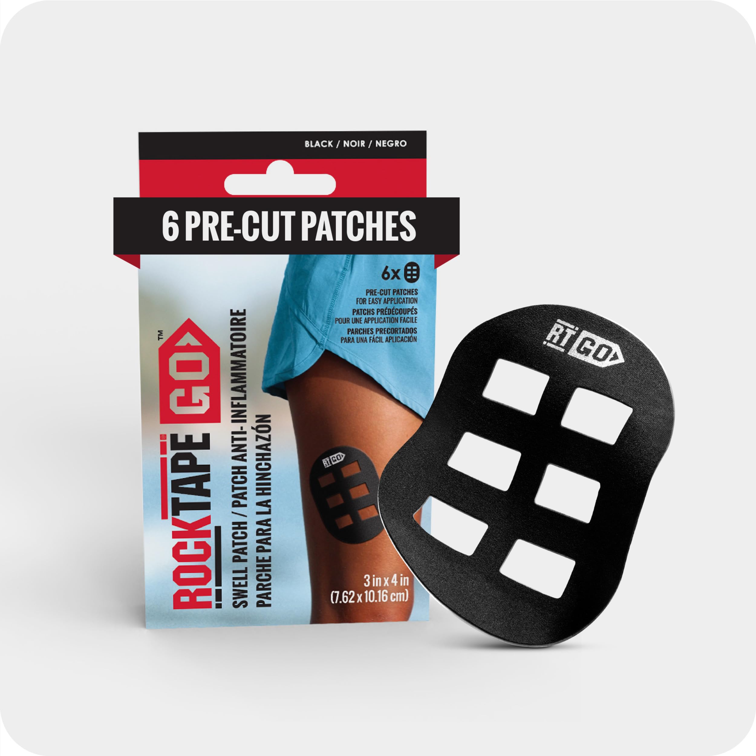 RockTape Rockpatch Swell Kinesiology Tape for Swelling Relief Hypoallergenic and Water-Resistant Ideal for Sports Injury Recovery Pre-Cut 3-5