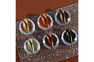 Maillard Brown Chrome Nail Powder Set- 6 Chrome Nail Powders for Mirror Metallic Manicure Dust