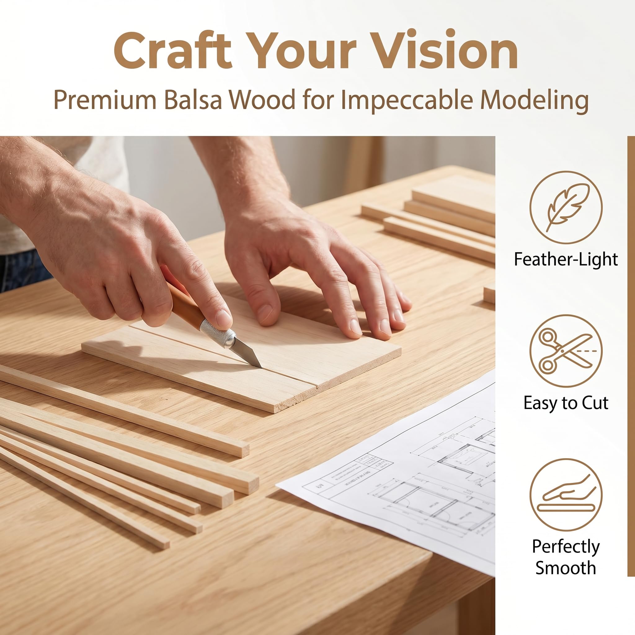 Balsa Wood Kit - 150 Pieces for Models & Crafts -5