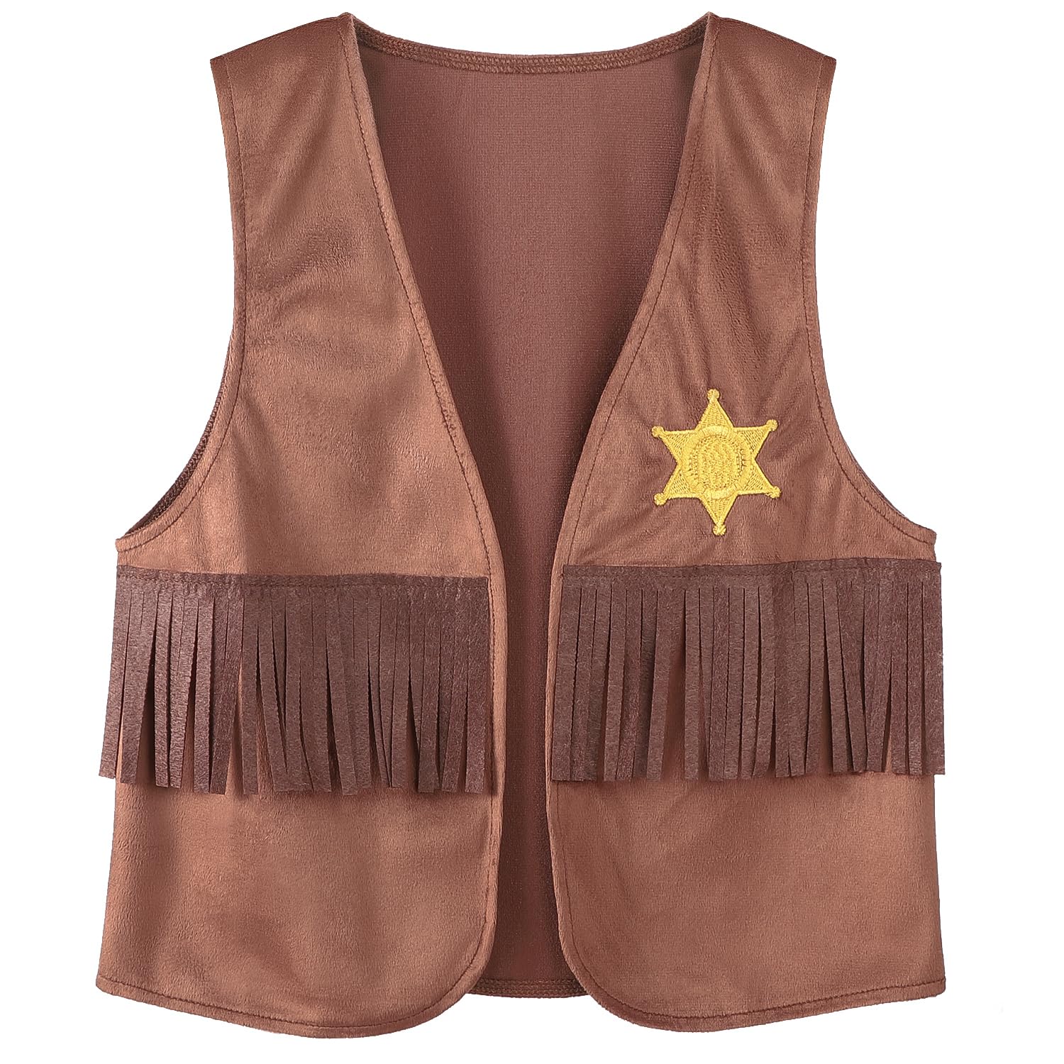 QCHOMEE Kids Western Waistcoat Hat Set Cowboy Cowgirl Costume Outfit for Girls Boys Fancy Dress Up Cosplay Halloween World Book Day Age 6-10 Years Old (Brown-B - Image 2