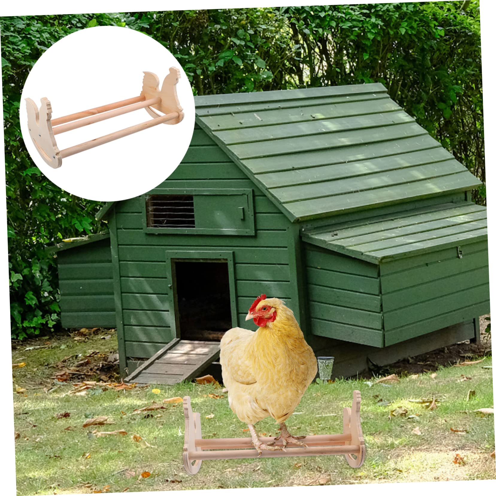 Toddmomy 2 Pezzi per Uccelli Legno Forma Gallina Rack per e Pappagalli e Naturale Superficie Liscia e Ben Rifinita