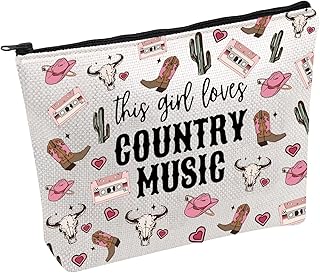 Cowgirl Equestrian Gift Western Country Makeup Bag Country Music Gift This Girl Loves Country Music Zipper Pouch (Country Music)