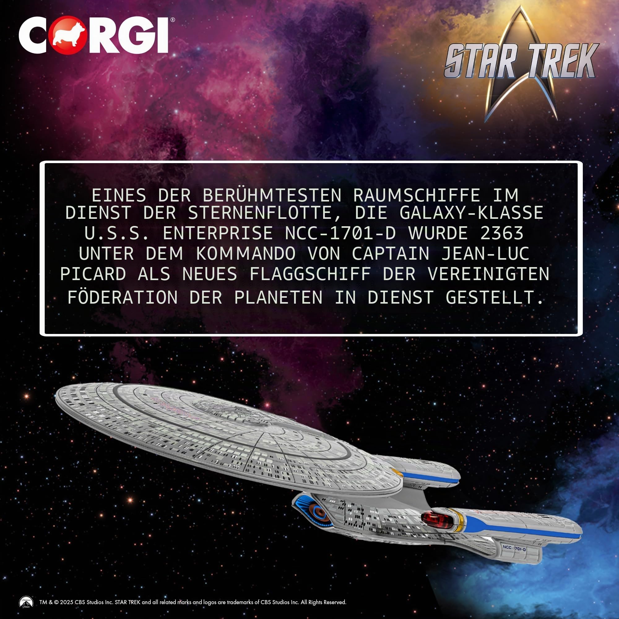 Corgi CC96611 Star Trek – USS Enterprise NCC-1701-D (The Next Generation) TV-Filmlizenz und Event-Druckguss-Sammelmodell