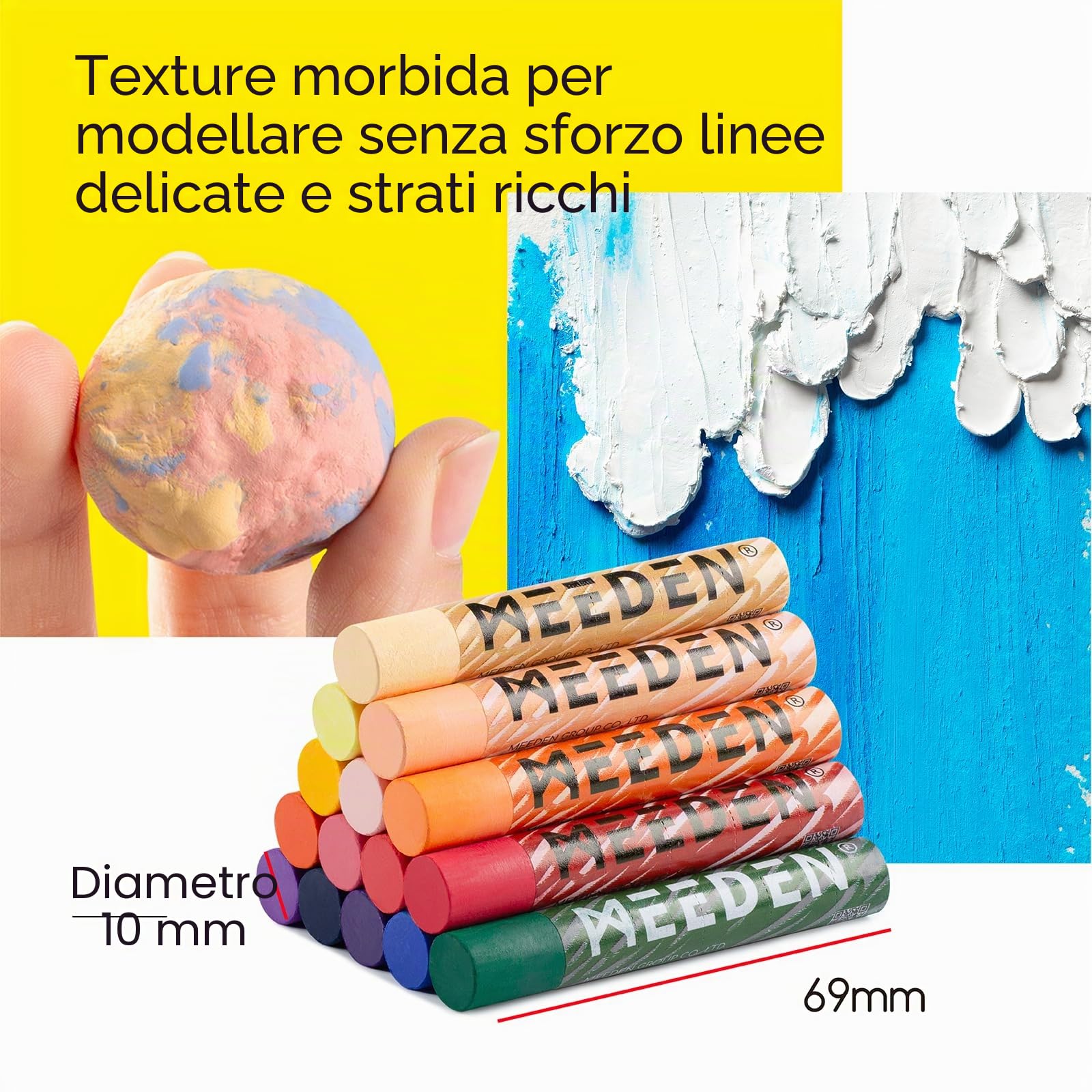 MEEDEN Set di pastelli a olio morbidi, 48 colori con 4 pastelli a olio bianchi extra per artisti, principianti, adulti e insegnanti, pastelli a olio vibranti per pittura artistica e disegno