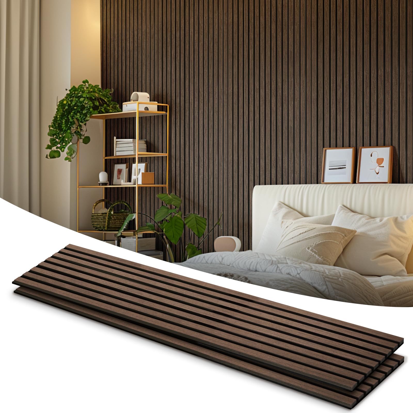 Wood Panels for Wall, Wood Wall Panels, Kuchoow Soundproof Wall Panels, 2 Pack 94.5"x12.6" Acoustic Wood Slat Wall Panels, Wall Wood Panels, Sound Dampening Panels, Natural Walnut