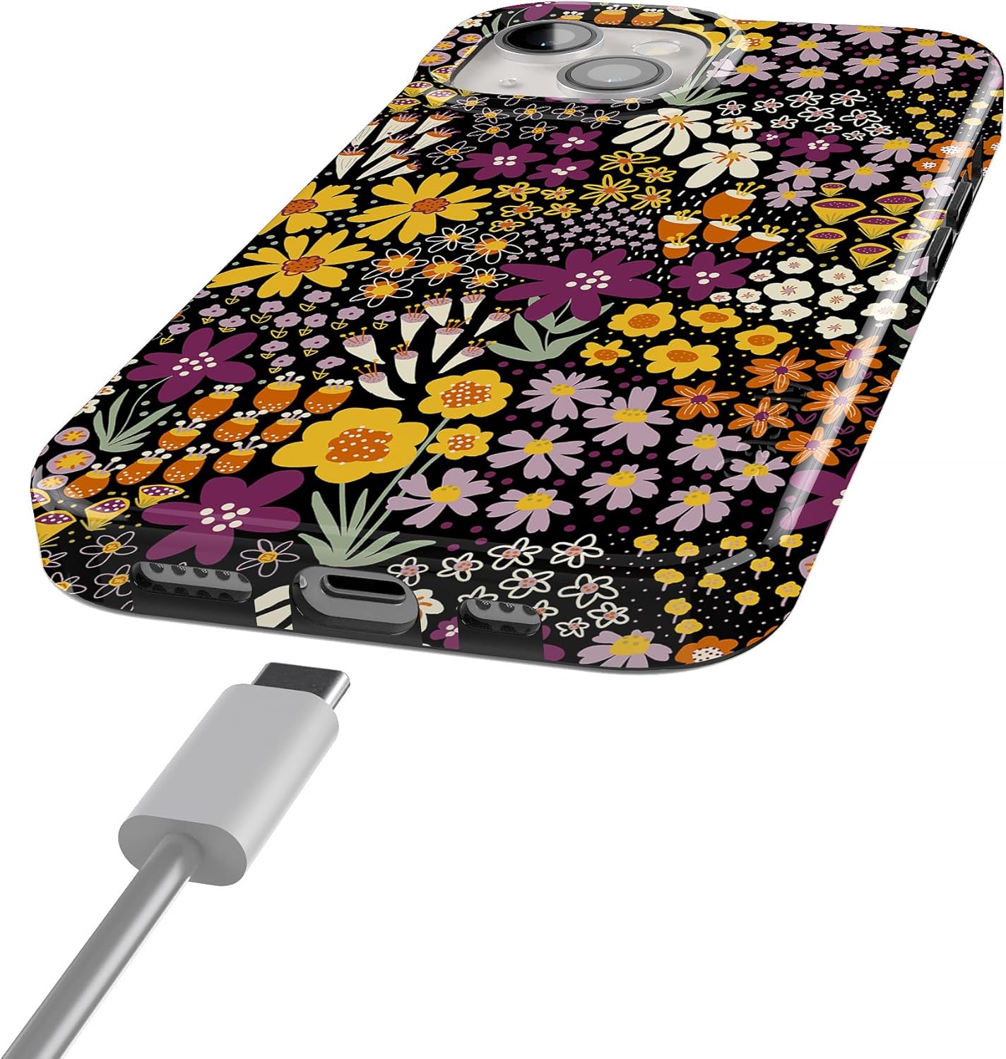 Casely iPhone 15 Case | Falling for You | Plum Floral | Compatible with MagSafe | Classic Ultra Slim Design - Image 7