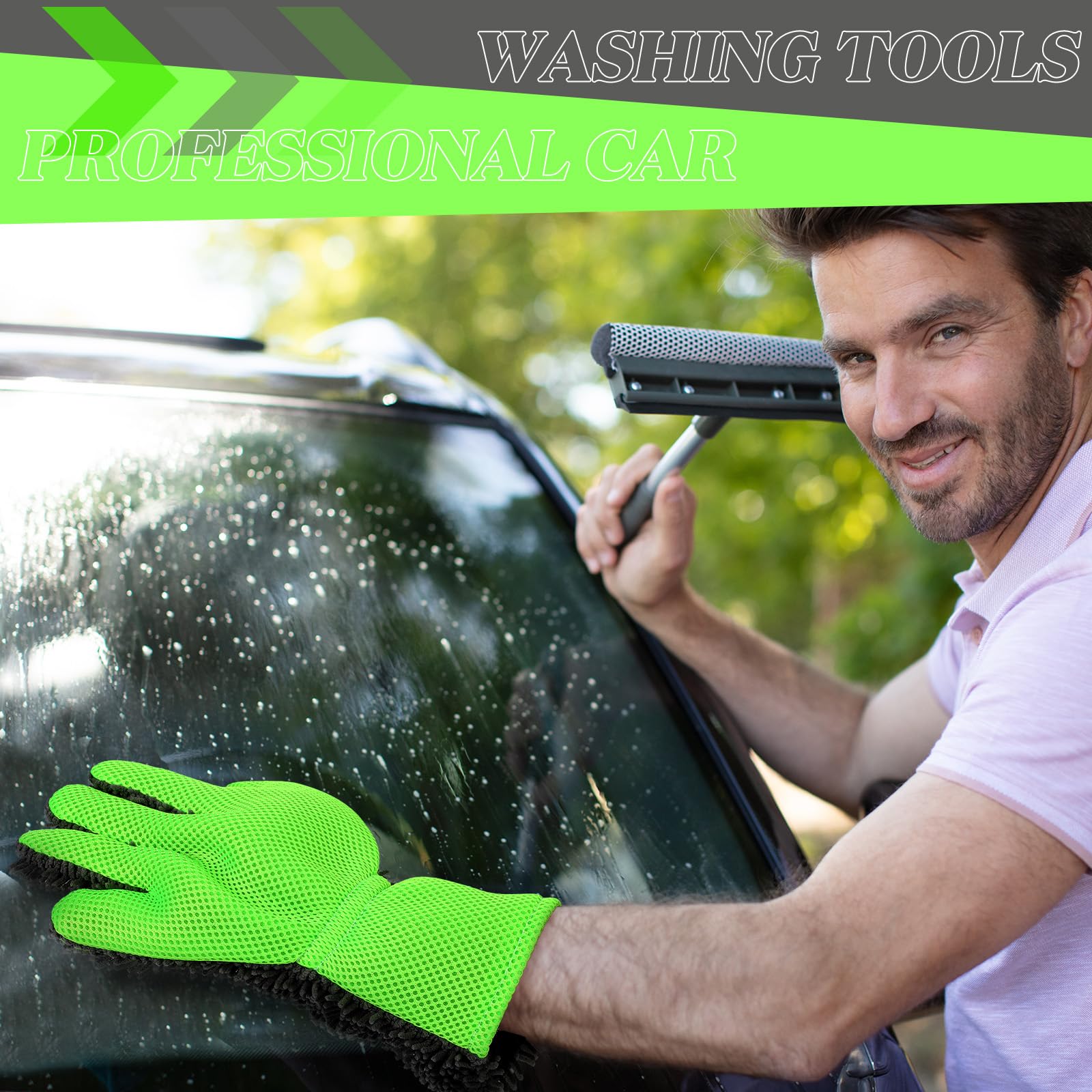 KIMISS 5 Finger Car Wash Mitt - Microfiber Cleaning Glove For Scratch-Free Washing & Drying Of Cars, Motorbikes