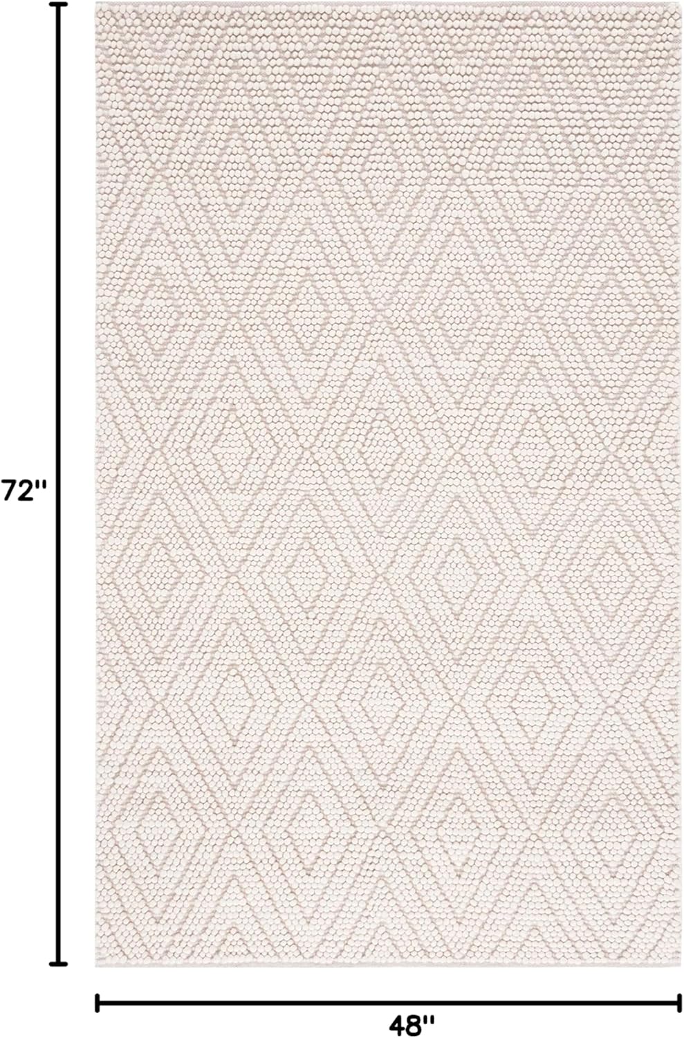 Ivory Handwoven Wool 4' x 6' Rectangular Area Rug