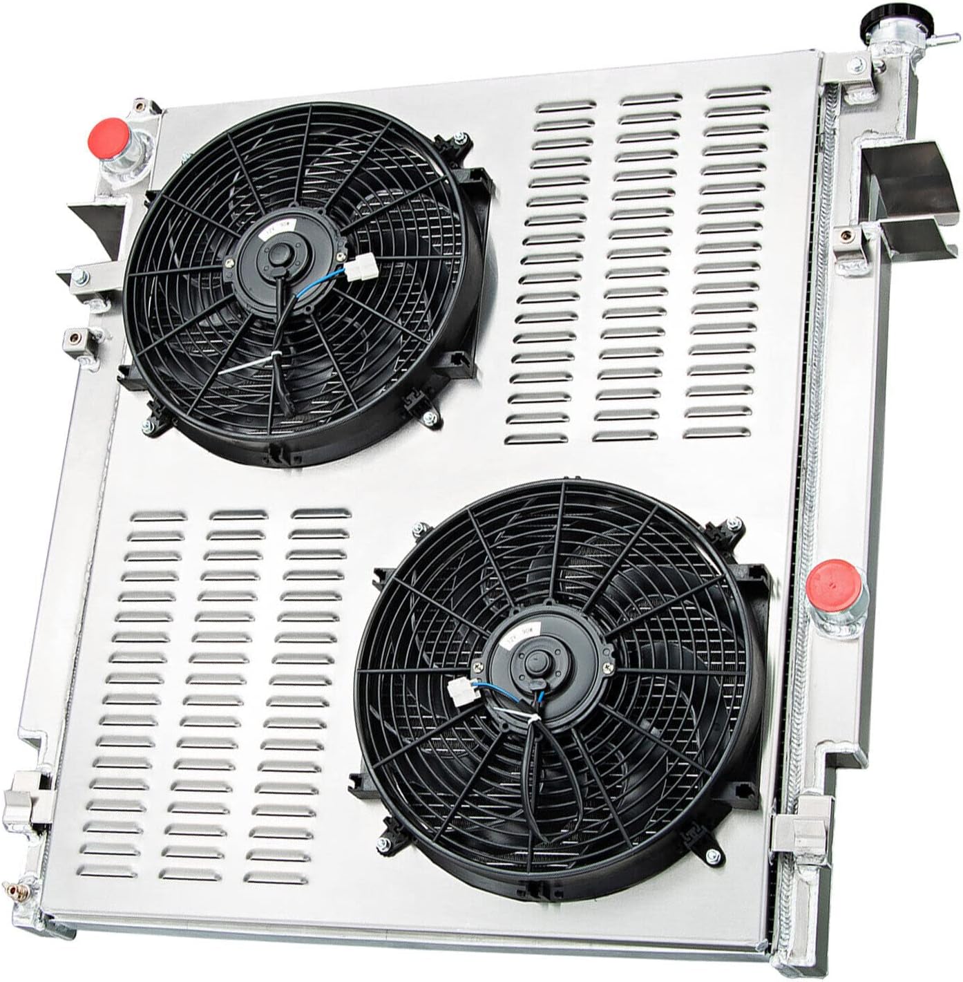Full Aluminum Radiator Replacement for 2010 2011 2012 Dodge Ram 2500 Ram 3500 Ram 4500 Ram 5500 6.7 6.7 6 Cyl Cummins Diesel,3 Row Radiators with Shroud Fan Thermostat Kit