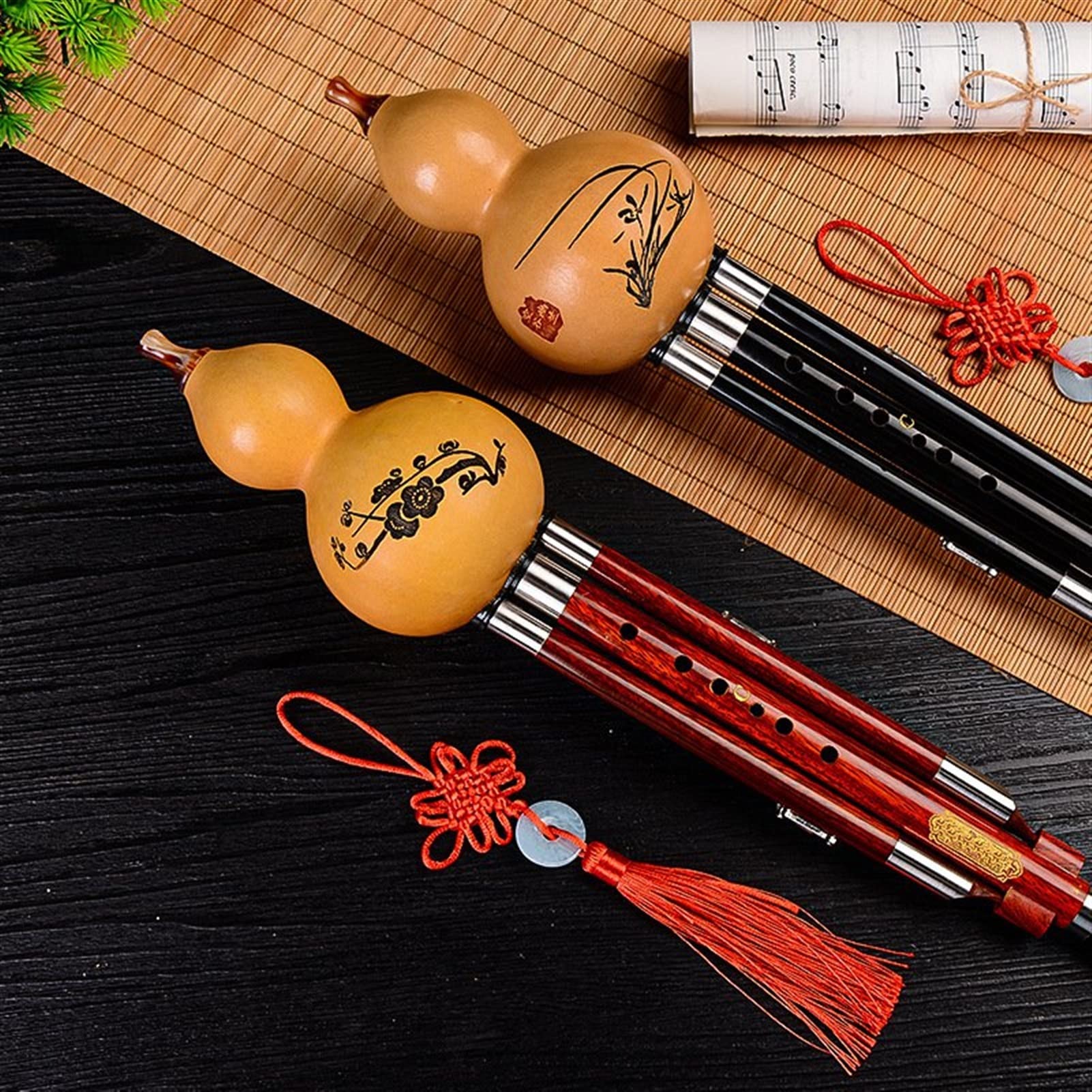 FLFL Gourd-Flöten-Instrument Hulusi-Anfänger Spielen Mahagoni-Ebenholz-Tonpfeife Hulusi-Musikinstrument (Color : 02, Size : C)