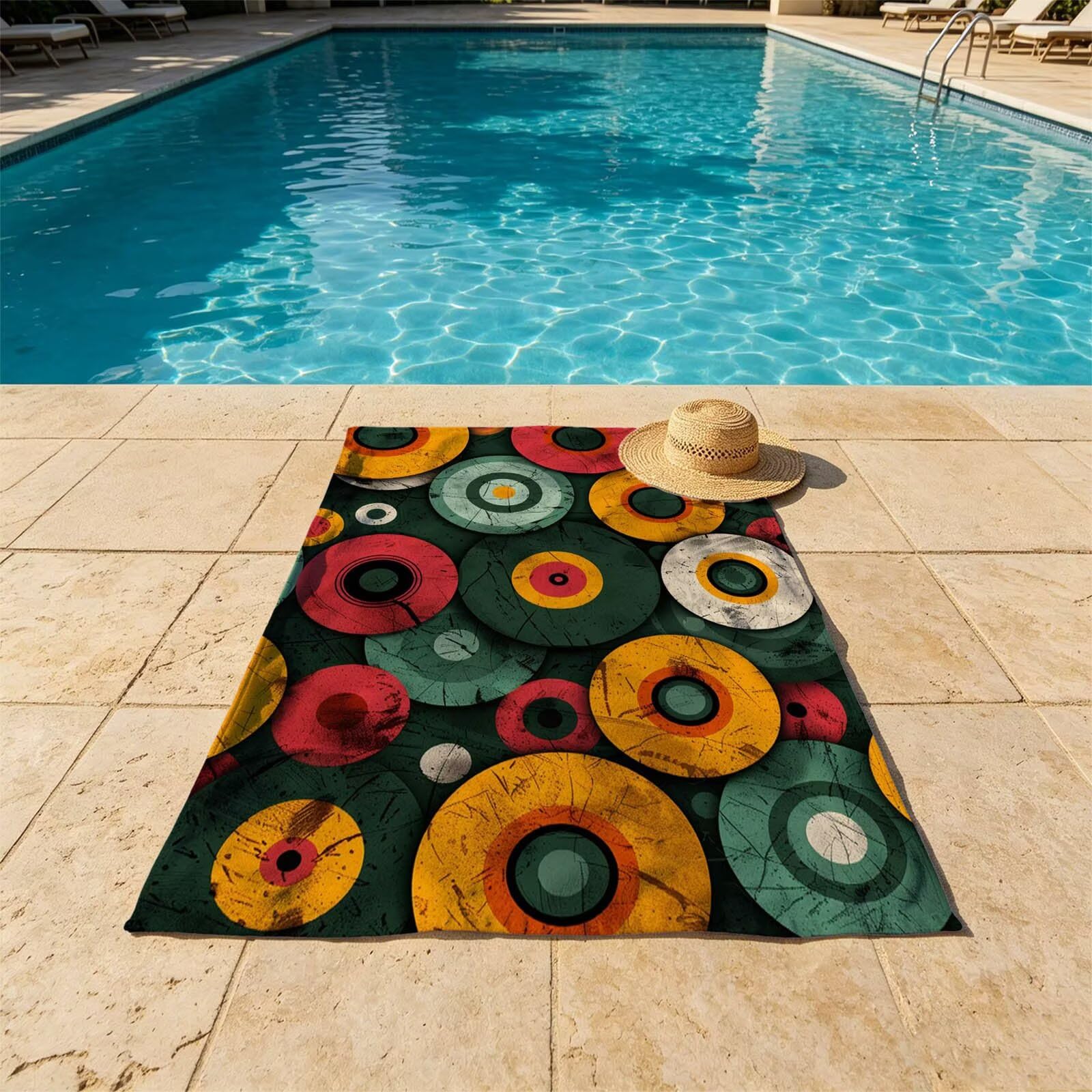 Toalla Playa Grande 160 x 220 Vacaciones Accesorios Viaje, Toalla Playa Redondo Suave Cómodo Secado Rápido, Sencillez Toallas Baño Grandes 220x160cm para Yoga Fitness Natación Sauna Baño XTLS-3506