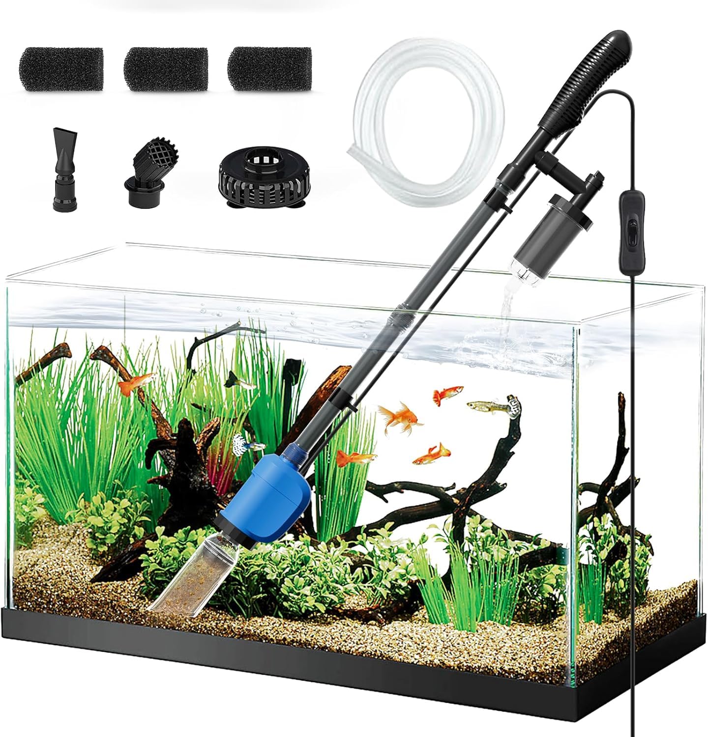 Aquarium 6-in-1 Gravel Cleaner: 530GPH Vacuum & Water Changer