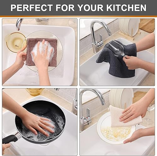 Miniatura 571 de Kitinjoy - Paños de cocina 100% algodón, paquete de 6 paños de cocina ultra suaves y absorbentes para secar platos, toallas de cocina de secado