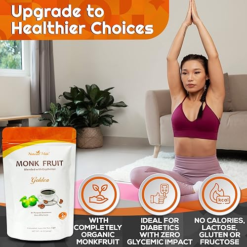 Miniatura 7 de Natural Mate Edulcorante de fruta de monje con eritritol  Dorado (16 onzas1 libra, 1 paquete)  Sustituto de azúcar natural granular  Reemplazo de