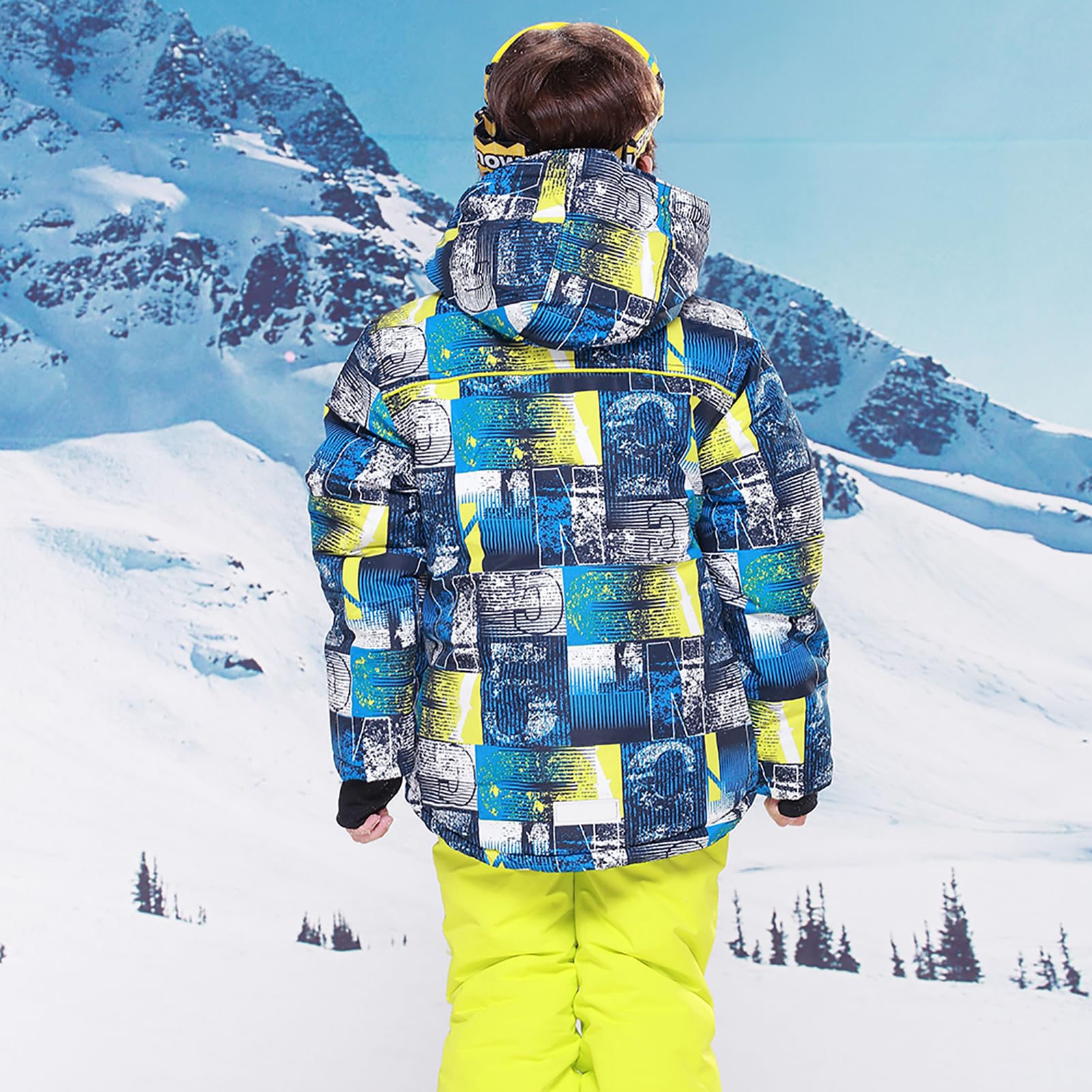 Tuta da Sci Ragazzi e Ragazze Tuta de Neve 2 Pezzi Giacca + Pantaloni Tute de Neve Invernale Antivento Impermeabile