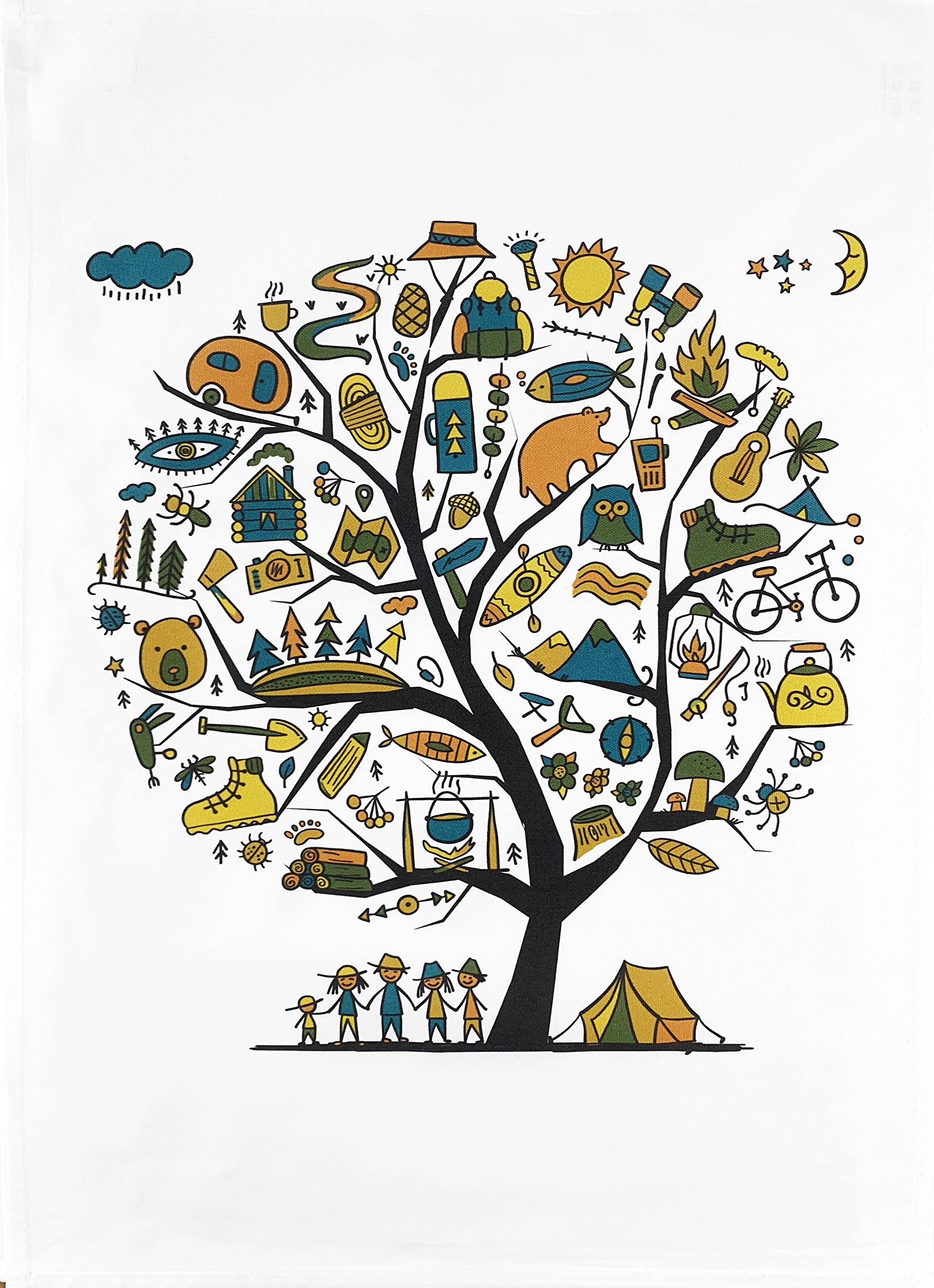 Half A Donkey White Tree Of Camping Large Cotton Tea Towel
