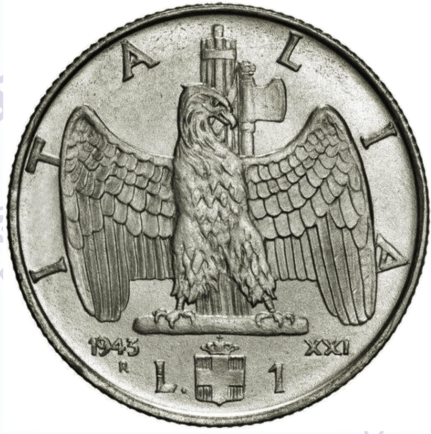 1939-1944 Mussolini Era Fascist 1 Lire Italian Coin I German WW2 Ally I Monetized by Italy Government