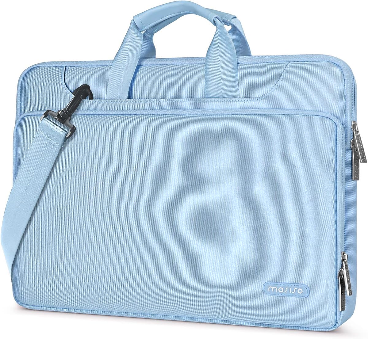 MOSISO 360 Protective Laptop Bag 15.6 inch, 15-16 inch Computer Bag | Compatible with MacBook Air 15 inch/Pro 16 inch, HP,Dell,Lenovo,Asus, Laptop Carrying Case with Strap&Handl, Airy Blue