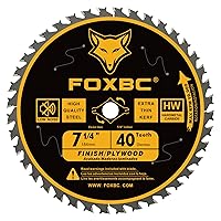 Vista 1 de FOXBC Hoja de sierra circular de 7-1/4 pulgadas 40 dientes ATB, acabado para corte de madera con eje de diamante de 5/8 pulgadas