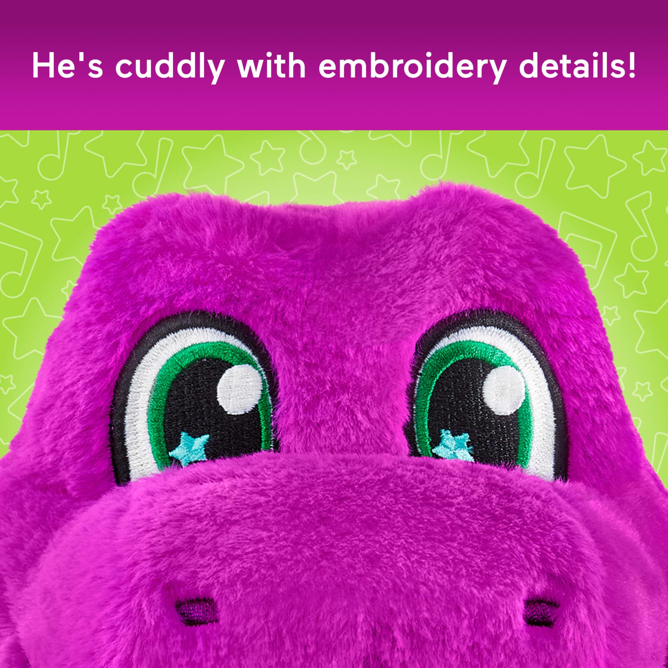 Fisher-Price Barney's World - Giocattoli per bambini, peluche alto Barney da 26 cm con suoni, consistenza morbida per giocare, bambini dai 2 anni in su