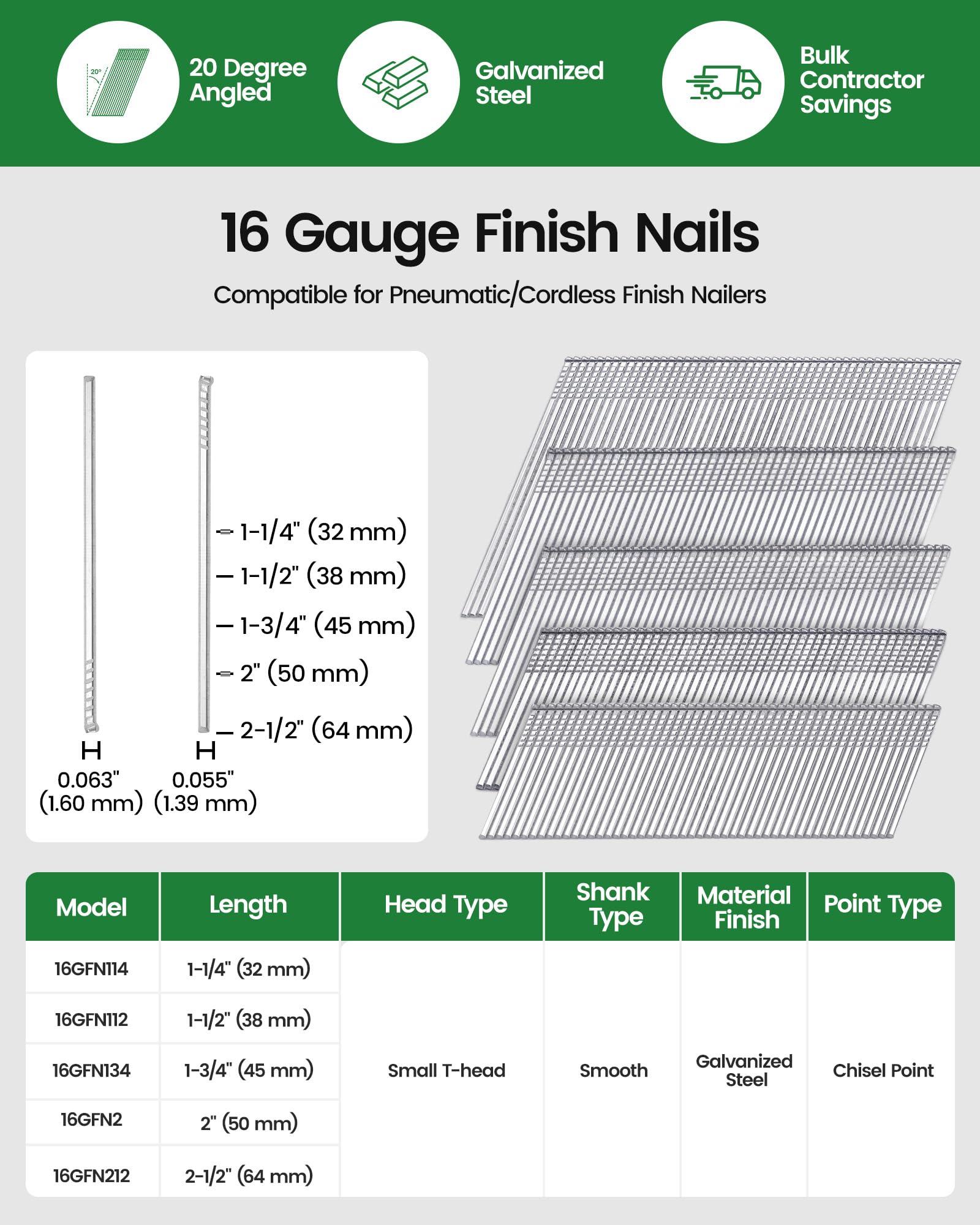 Meite 2 Inch Finish Nails - 2000 PCS -2 Meite 2 Inch Finish Nails - 2000 PCS -2