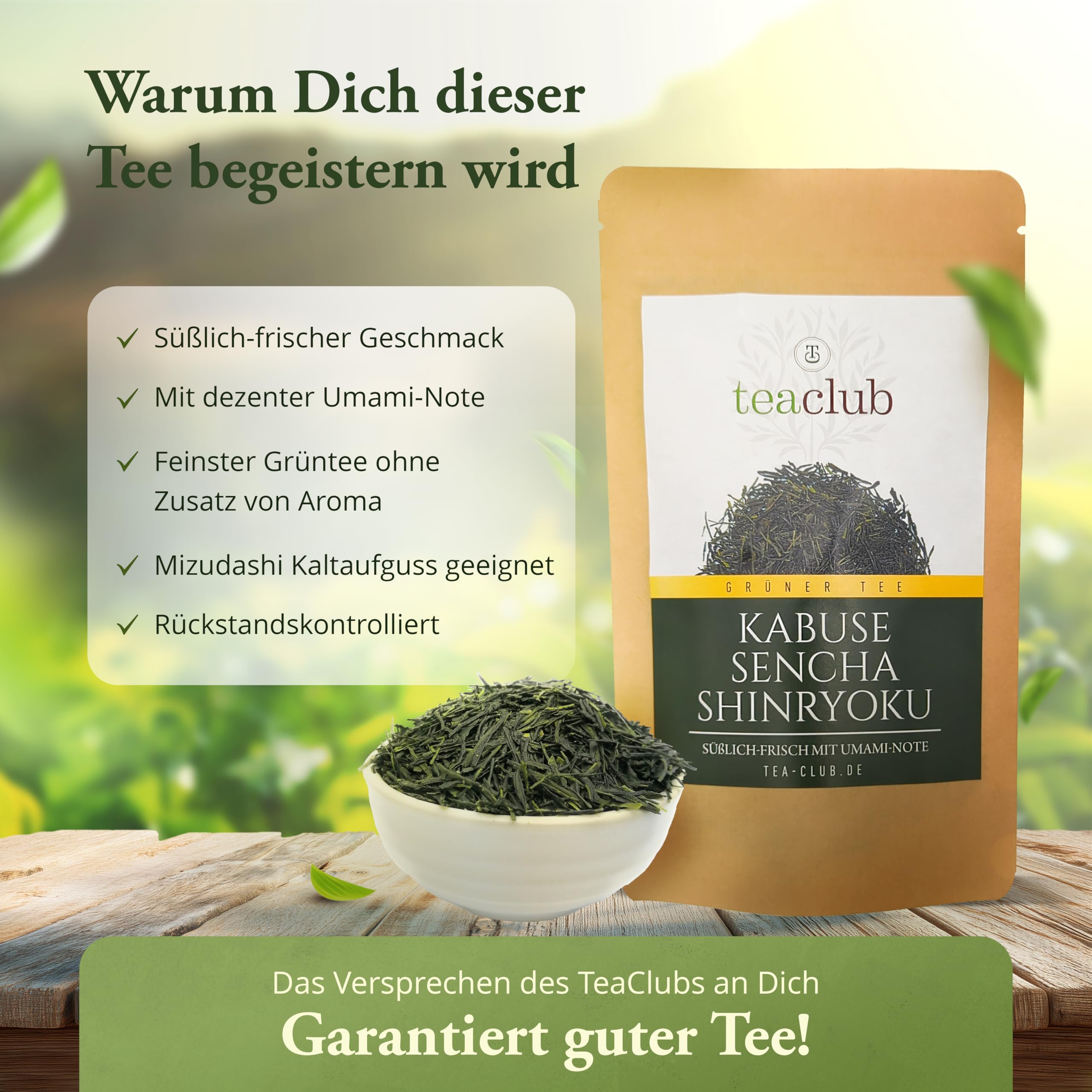 TeaClub Grüner Tee First Flush Kabusecha Lose 500g, Grüntee Japan | First Flush Kabuse Sencha Shinryoku, feine Süße & Umami, Japanischer Sencha aus Kagoshima, Grüner Tee lose Blätter, Eistee