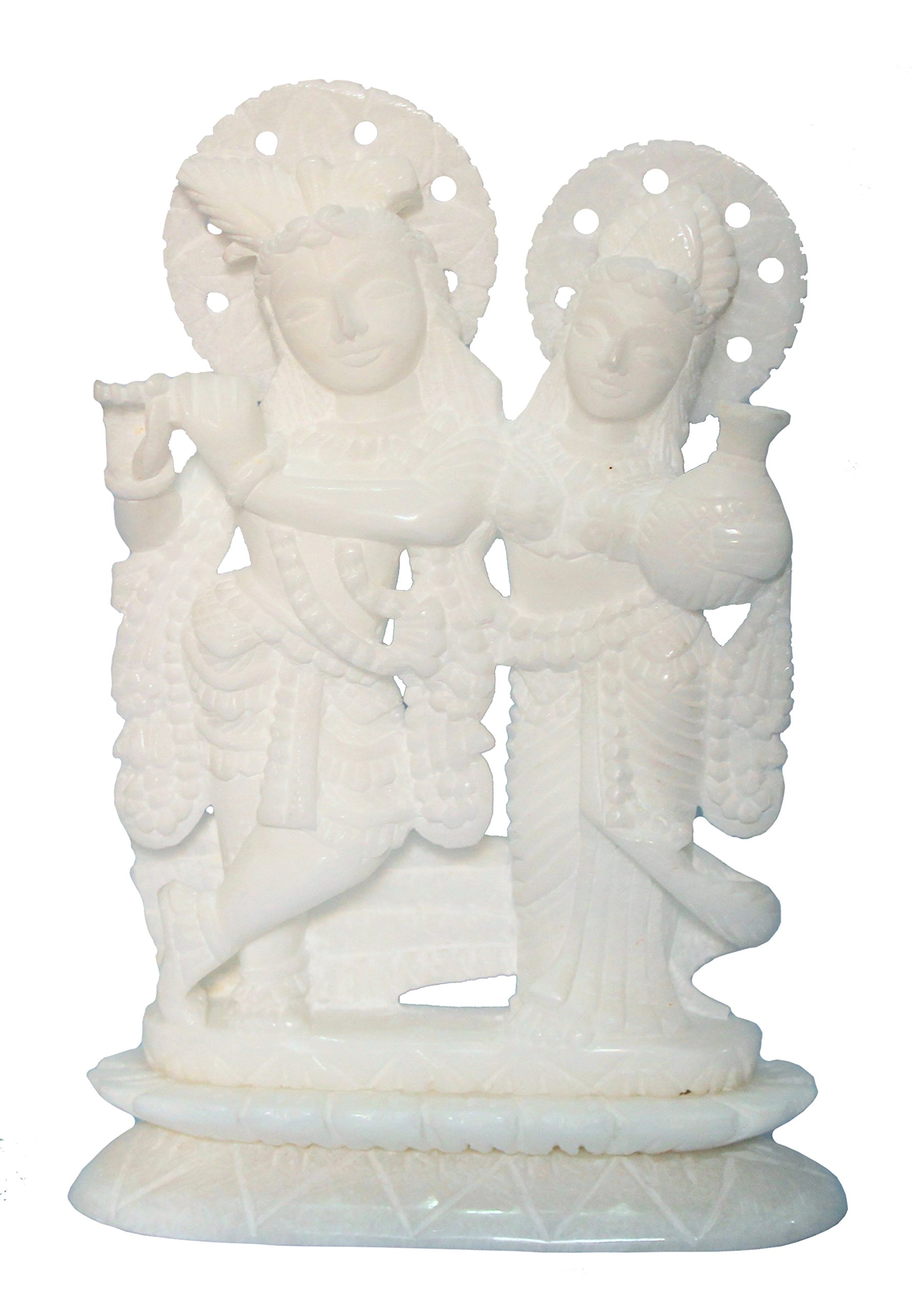 StonKraft - Radha Krishna Murti Idol Statue Sculpture - Marble Stone - 7" - White