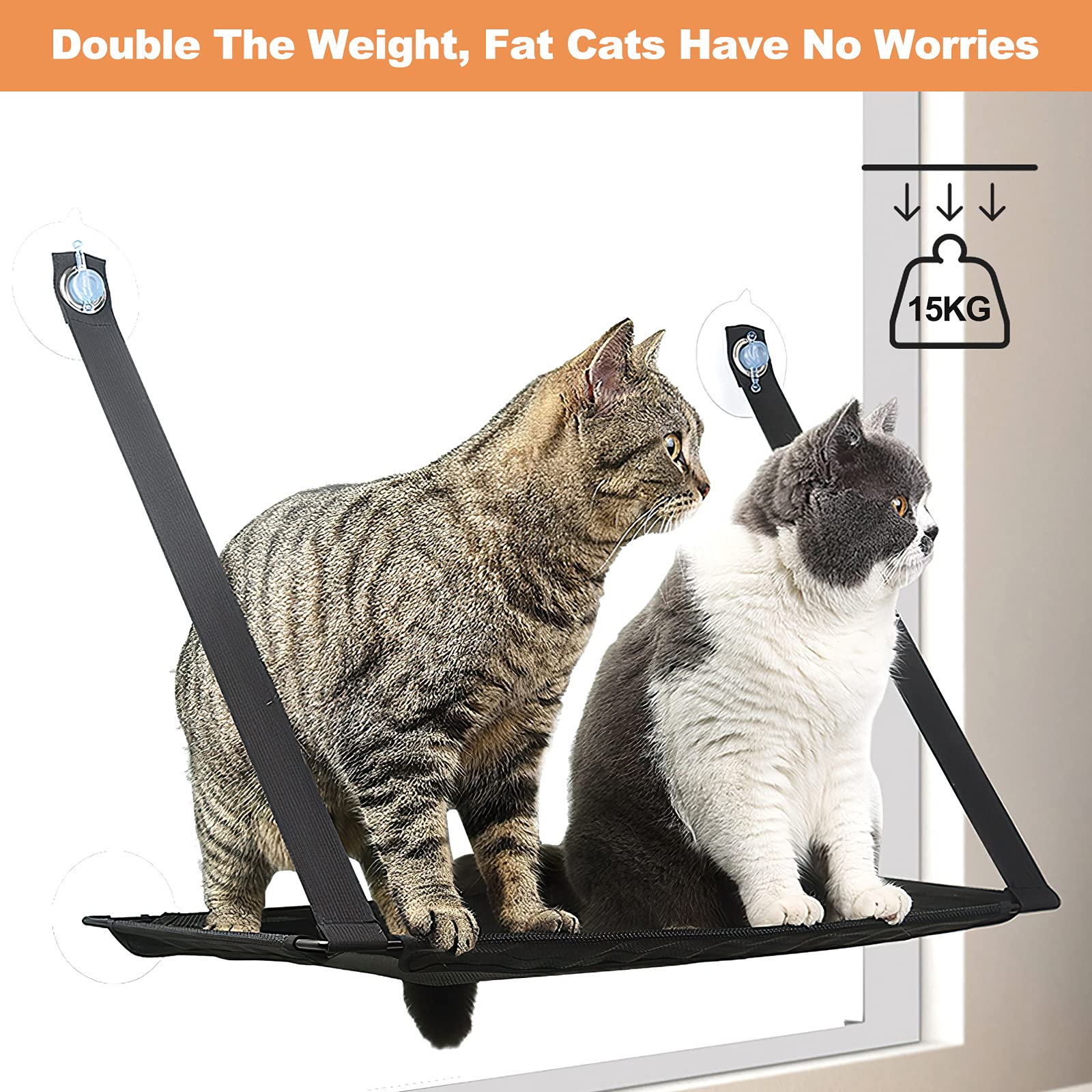 Galatée Hamaca para Gatos, Cama con Ventana para Gatos con 4 Ventosas, Asiento para Ventana con Hamaca para Gatos Que Soporta hasta 15 Kg（Tela De Licra, Rojo
